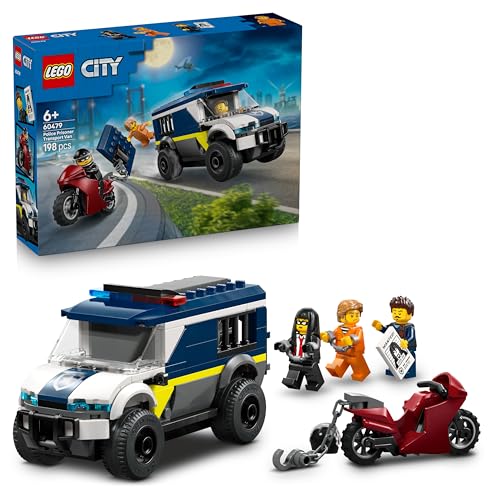 LEGO City Cellulare della Polizia Giocattolo - Kit di Modellismo con Camion con Porta della Cella Rimovibile, Moto, 3 Minifigure - Idea Regalo di Compleanno per Bambini da 6 Anni in su - 60479
