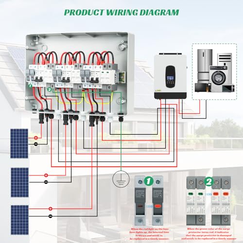 3 in 3 Out Solar Combiner Box,PV Combiner Box with 20A PV Fuse,DC 20A Circuit Breaker and Surge Protector,IP65 Solar Disconnect Switch Box for Indoor Outdoor Solar Panel System (3 in 3 Out 20A 1000V) by JINDOUZI - Image 5