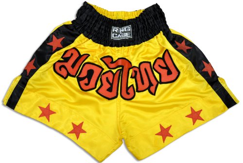 Ring to Cage Muay Thai Shorts-Yellow/Stars (Small)