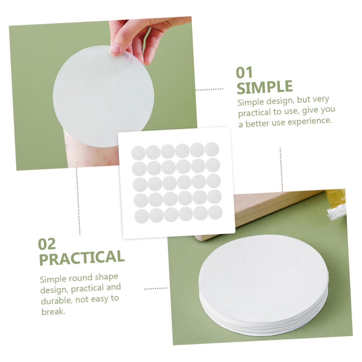 GRIRIW Disposable Round Shape Leak Paper Film Sealing Paper Sheets for Leakproof Pad