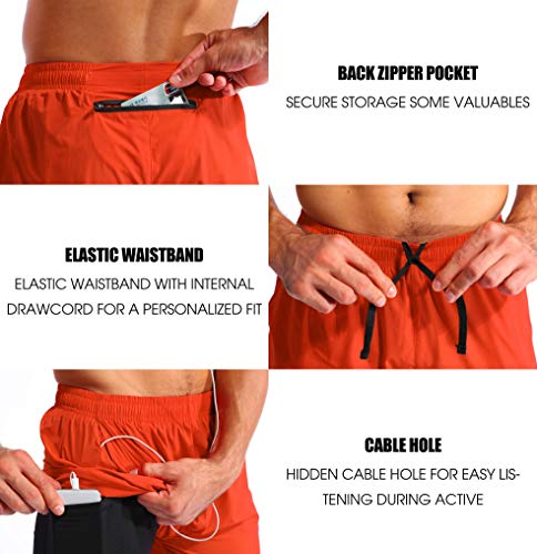 Image of Pudolla Men's 2 in 1 Running Shorts 5 inch Quick Dry Gym Athletic Workout Shorts for Men with Phone Pockets