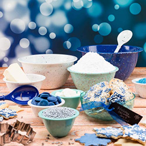 Image of Zak Designs Confetti Mixing Bowl Set, Nesting Bowls for Space Saving Storage, Made with Durable Eco-Friendly Melamine, Great for Prepping and Serving Food (Red, White & Blue, 4pcs, BPA-Free)