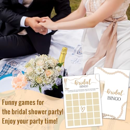 Bridal Games for Showers, Bridal Shower Bingo 30 Guests Bridals Bingo for Engagement Wedding Party, Wedding Shower Games (Gold Champagne ) -009 - image 5