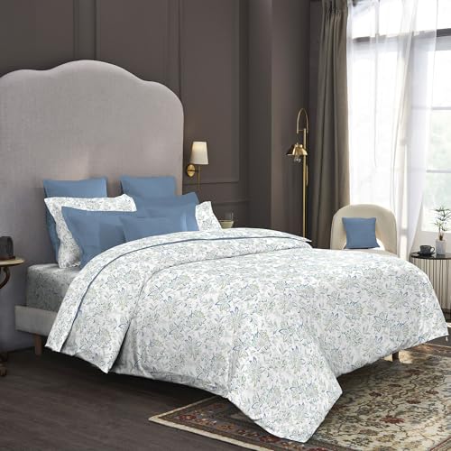 Image of Trident Nectarsoft King Size Bedsheet, 100% Cotton Bedsheet for Double Bed, 5-Piece Set (1 Bedsheet with 4 Pillow Covers) Superior Softness, 400 Thread Count, Luxurious Finish - Adelia Aqua