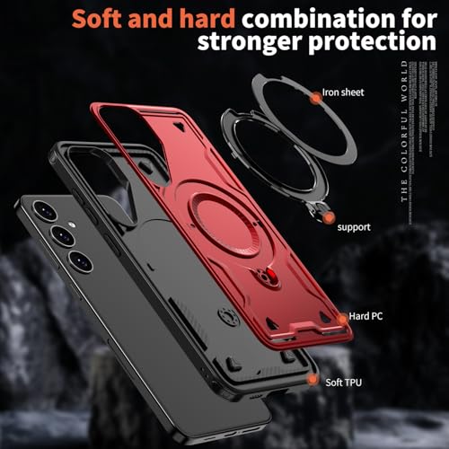 Coque Samsung S23 Plus Rouge avec anneau support magnétique antichoc