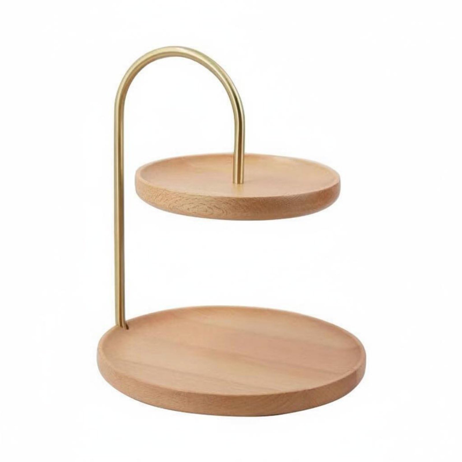 Bandeja para Servir Bandeja Soporte Organizador Centro de Mesa Madera de con Detalles de Latón y Diseño de Dos Niveles Adecuada para Té Cenas Oficina, Color to 1