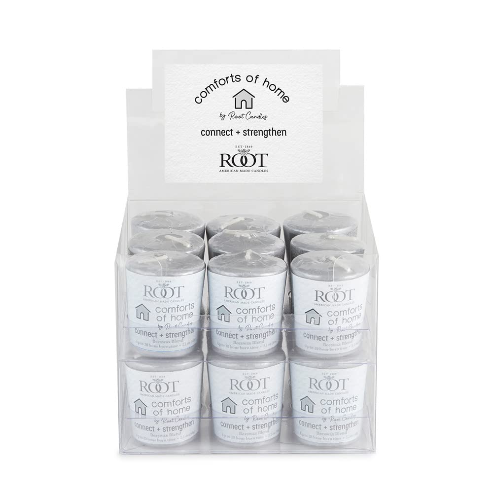 Root Candles Comforts of Home 20-Hour Burn Time Scented Beeswax Blend Premium Handcrafted Votive Candles, 18-Pack, Connect + Strengthen
