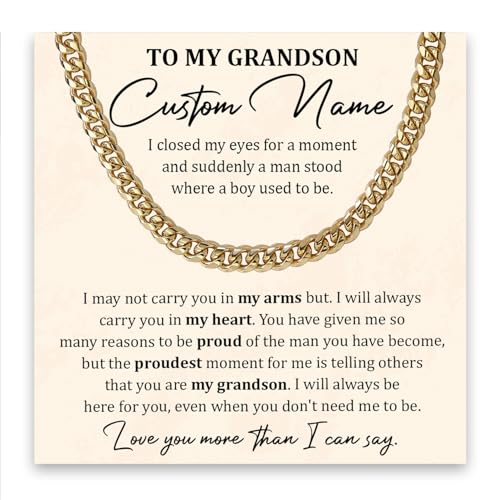 Personalized To My Grandson Necklace, Grandson Necklace From Grandma, Necklace For Grandson, Christmas Gifts For Grandson, Grandson Birthday Gifts From Grandma, Grandson Necklace From Grandparents2
