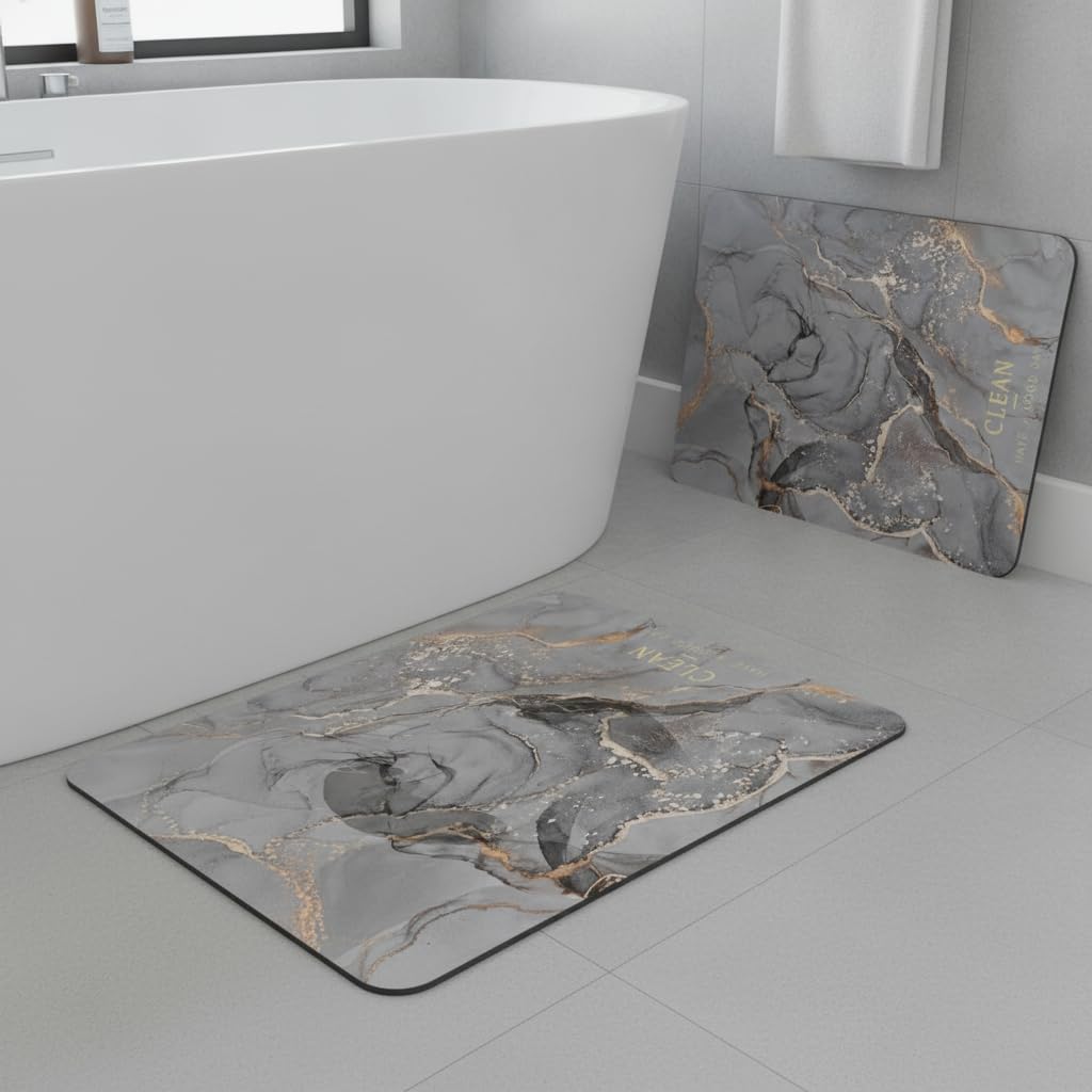 Tapis Bain en Terre Diatomée, Gris marbre, 80x120cm