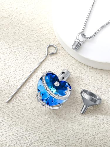 WINNICACA Cremation Jewelry Moon and Stars/Dolphin/Hummingbird Urn Necklace Sterling Silver Heart Crystal Pendant for Ashes Keepsake Memorial Cremation Jewelry Gift for Woman Men3