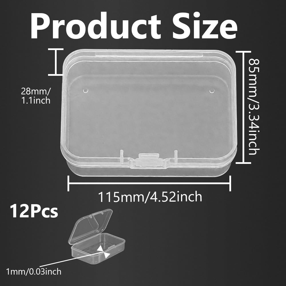 WYAN 12 Pcs Transparent Boxes, Bead Storage Box, Containers Rectangle, Box Case with Flip-Up Lids, Storage Containers - Image 2