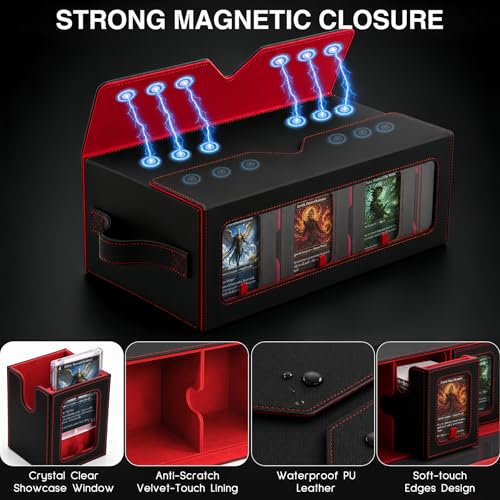 Image of 7-in-1 Commander Deck Box with Battle Case, 6-Deck Modular Card Storage Vault for MTG, Holds 600+ Double-Sleeved Cards, 35PT Magnetic Card Holders & 24 Dividers for TCG Game Night & Tournament