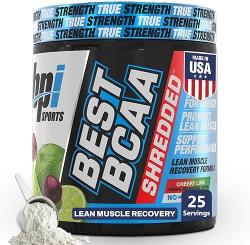 BPI Sports Best BCAA Shredded – Caffeine Free Thermogenic Recovery Drink, Lean Muscle Building BCAA Powder for Women and Men, Preworkout BCAAs Amino Acids Drink- Cherry Lime – 25 Servings