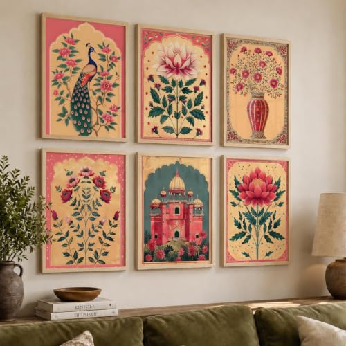 Image of kotart Traditional Indian Pichwai Wall Art Paintings with Frame for Home Decor - Framed Wall Painting for Living Room Bedroom Office Room Decor - Painting for Wall Decoration - (10x13 inch, F)