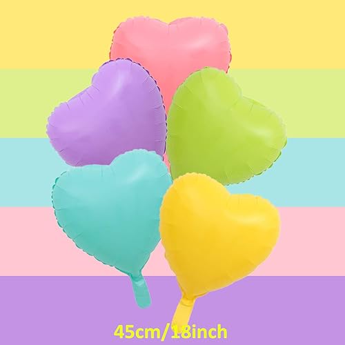 Miniatura 3 de Paquete de 15 globos de papel de aluminio de helio en forma de corazón macarrón de 18 pulgadas, globos redondos de Mylar para baby shower