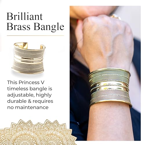 Brass Polished Gold Color Cuff, Indian Hand Made Bangle, Arm Cuff Easy To Wear, Wide Gold Color Brass Based Beautiful Design Bracelet3