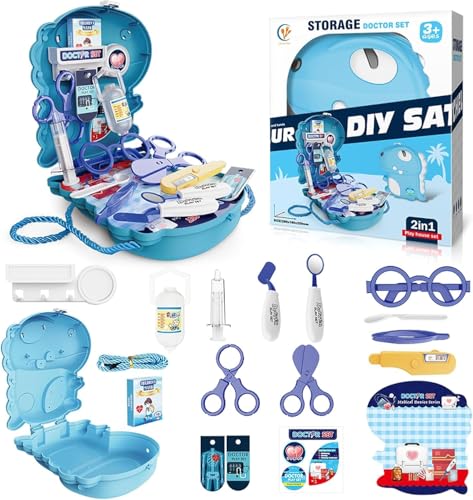 Image of Doctor Kit for Toddlers 2-7 Years Old - 18 Pcs Dinosaur Kids Doctor Play Set, Preschool Pretend Play Medical Kit with Carrying Bag, Toys for Age 2-7, Gifts for Boys Girls for Role Play