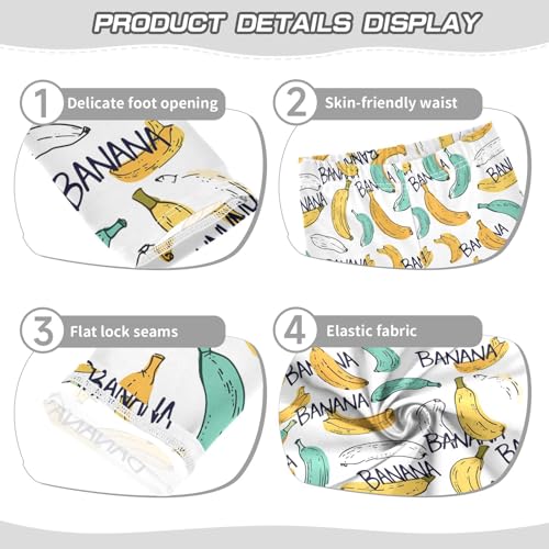 senya Girls Printed Leggings Yoga Pants White Green Yellow Bananas Pattern for Kids in 4t to 10 Years, 4T3