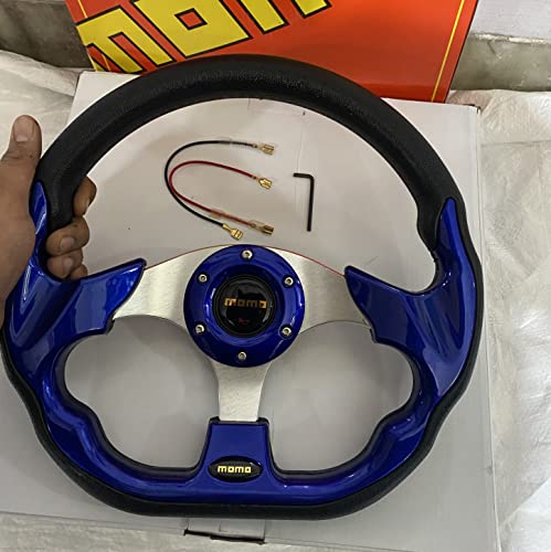 Image of AUTO MT - MOMO 12INCH DStyle Universal Steering Wheel for Sports Car Look Rally Race Off Road with BOSS KIT HUB Free (MOMO 12INCH Blue D Steering Wheel with BOSS KIT HUB)