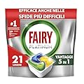 Fairy Platinum Tutto In Uno Capsule Per Lavastoviglie, Limone, 21 Capsule, Per Sfide Difficili, Pulisce I Residui Di Grasso Nel Filtro
