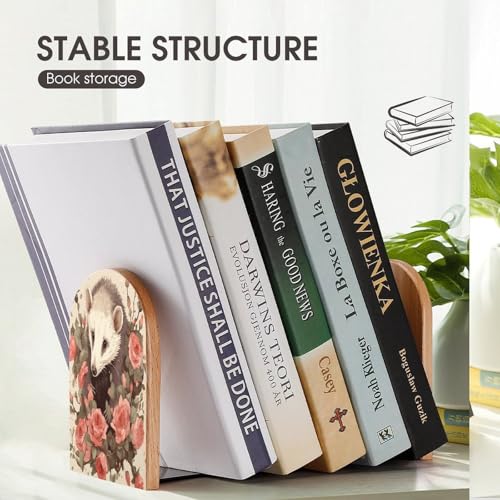 Sujetalibros de madera resistente con base antideslizante para libros 8