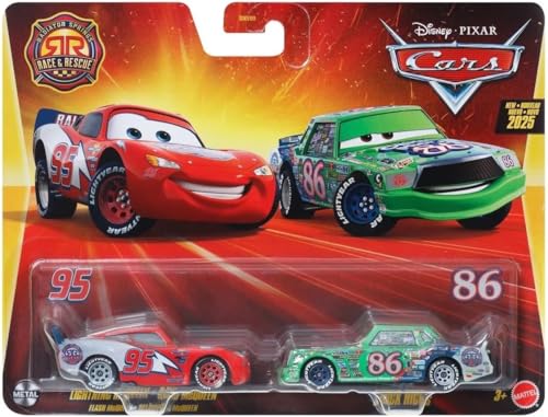 Mattel Cars Pack of 2 Metal Cars 1:55 - Radiator Springs Race & Rescue Lightning McQueen and Chick Hicks