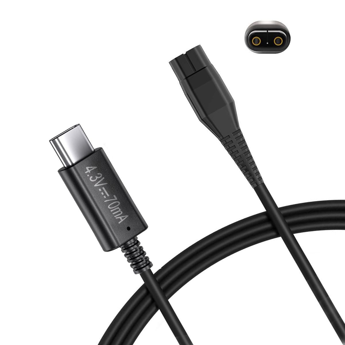 4.3V USB Type-C Charger Cable for Shaver, Replacement Power Supply Cord Compatible with Philips Norelco OneBlade Series QP2520/90/70/72 QP2533 QG3340 MG3740 A00390 RQ310 RQ320 RQ330 RQ338 RQ350