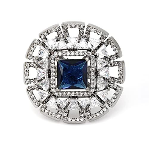 Image of Karatcart Platinum Plated Elegant Austrian Crystal Adjustable Leaf Ring for Women and Girls