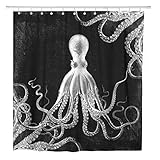 ArtSocket Shower Curtain Animal Vintage Octopus Dark Aquatic Cephalopod Gothic Ocean Sea Home Bathro