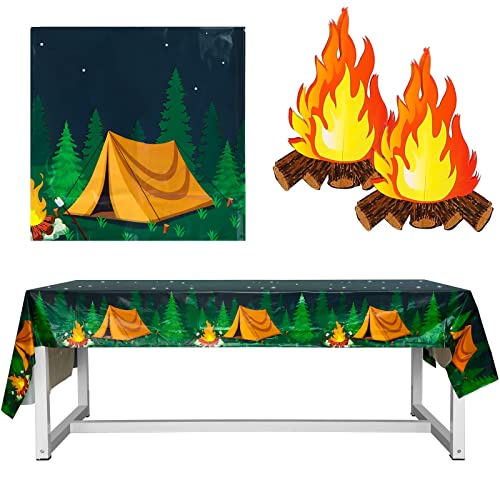 Camping Theme Tablecloth Set, Including 2 Pieces Hiking Camping R...