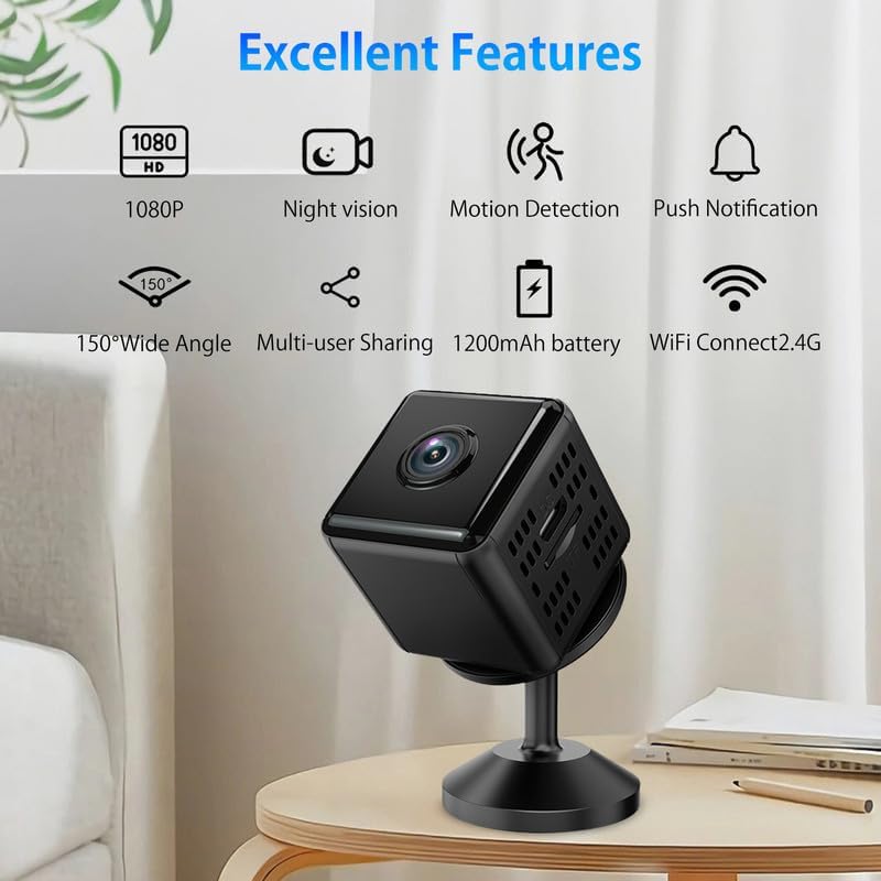 hidden camera,1080p hd wifi mini nanny cam with night vision & motion detection - indoor/outdoor wireless security spy cameras for home, car, baby & pet monitoring-upgraded x6d