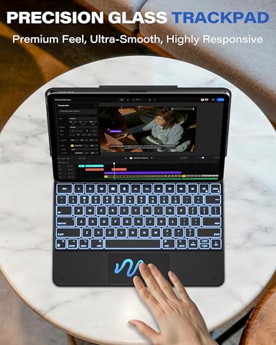Image of OQTIQ Keyboard Case for iPad Air 13 inch(M4 /M3 /M2)&iPad Pro 12.9(6 /5 /4Gen) | Magic Keyboard with Pencil Holder, Precision Glass Trackpad, 11-Color Backlit Keys