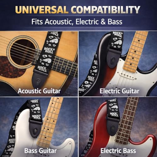 Image of MOCKING BIRD Guitar Belt with guitar wall mount hanger Adjustable Buckle Guitar strap for acoustic Guitar Electric Guitar bass Guitar Hanger with Colourful Plectrum picks