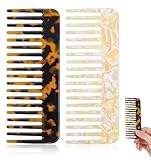 2Pcs Acetate Wide Tooth Comb, 4.65 Inch Acetate Cellulose Wide Toothed Comb, Detangler for Thick Curly Wavy Wet Dry Hair