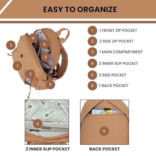 Image of Women Backpack for College, Office, Travel, Daily Use, Outdoor, Lightweight Water Resistant Nylon Stylish Daypack Bag with Multiple Pockets, Adjustable Straps, Durable Zipper