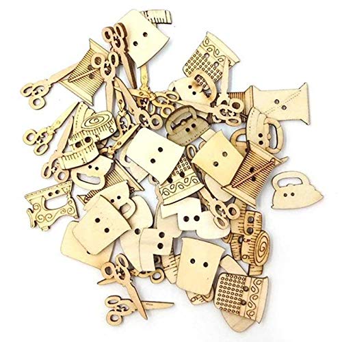 Bestlymood 100 Unids Máquina De Coser Tijeras En Forma De Botones De Madera Botón De Costura Para Ni？os Ropa Botón Decorativo Scrapbooking Accesorio Cover