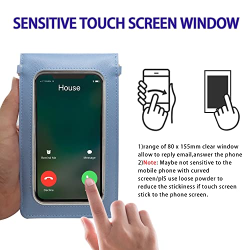Ansxiy Blue Cell Phone Purse,Touchscreen Phone Purse, Cellphone Crossbody With Metal+Pu Shoulder Strap, Waterproof Crossbody Phone Wallet Case With Clear Window Up To 6.7" Phone, Mobile Phone Purses #TOP2