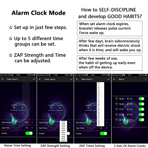 No Snooze Shock Alarm Clocks For Heavy Sleepers Or Deaf - Electric Timer Digital Clock - Silent Sleep Trainer Clock - Smart Watch With Bluetooth App, Usb Wireless Charging Battery (App Version) #TOP2