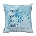 Produktbild Cool Blue World Map Pillow Personalized Cushion Cover Pillowcase 18x18 Hidden Zipper Cotton Polyester Pillow Cover