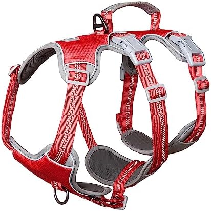 Huntboo Escape Proof Dog Harness Medium, Anti-Pull Dog Harness with Handle, Breathable, Adjustable Dog Harness Small Dog, Reflective Harnesses for Large Dogs Outdoor, Walking, Training (Black, S)