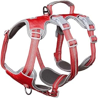 Huntboo Escape Proof Dog Harness Medium, Anti-Pull Dog Harness with Handle, Breathable, Adjustable Dog Harness Small Dog, Reflective Harnesses for Large Dogs Outdoor, Walking, Training (Black, S)
