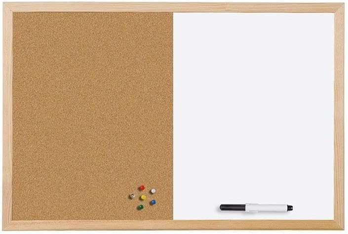 Mastervision Cork & Dry Erase Combo Board, 18 x 24, Dry Erase White Board/Cork Bulletin Board Combo, Pine Wood Frame