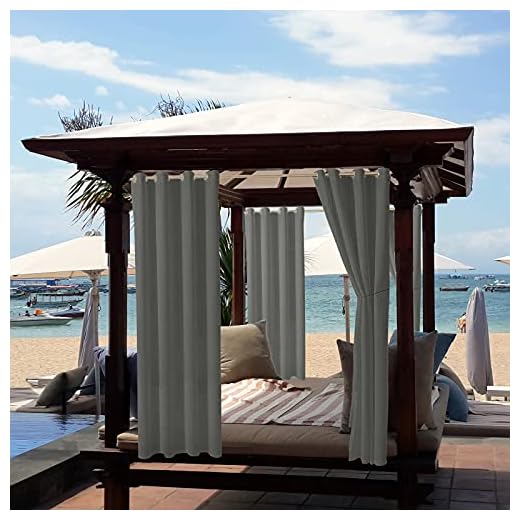 ele ELEOPTION Cortinas de Exterior, Resistentes al Agua, Protección UV, Cortina Exterior con Ojales, Cortina Opaca para Jardín, Patio, Balcón, Gris Oscuro, 2 Piezas / 132 X 240cm