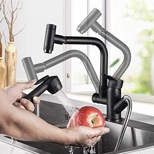 Rubinetti da Cucina Rubinetto Nichel Spazzolato/Cromo Rubinetto da Cucina Miscelatore monoforo per lavabo Miscelatore per lavabo con doccetta Estraibile Alta e Calda/Fredda