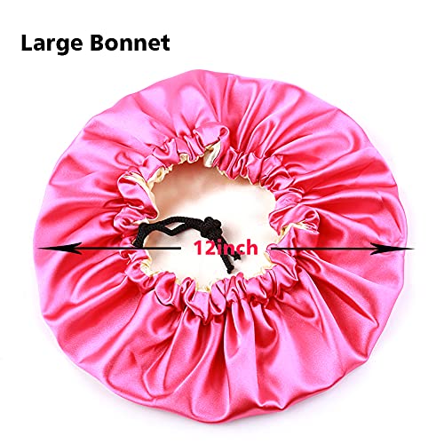 Image of Stain Bonnet Silk Sleep Cap Adjustable Satin Cap for Night Sleeping Hair Bonnet Reversible Double Layer