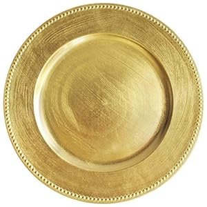 Tiger Chef Round Charger Plates Gold Beaded Dinner Chargers – 13-inch Wedding Charger Plates (96 Pack)