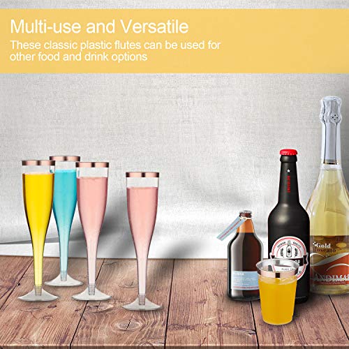 TOROTON 30 Champagne Flutes Disposable, 5.5 oz Plastic Champagne Glasses with Rose Gold Rimmed, Perfect for Wedding Party, Toasting, Mimosa, Cocktails - Thumbnail 7