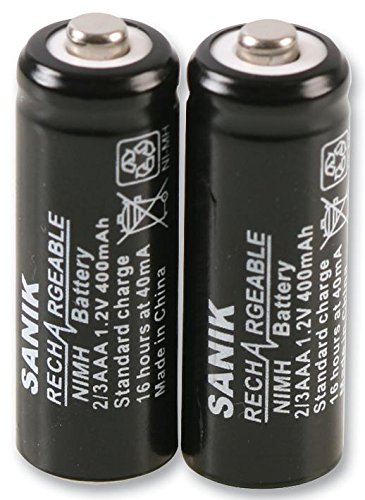 BATTERY, NIMH 1.2V 400MAH SANIK 2 PACK | NIMH Rechargeable Batteries By "SANIK" - 2/3AAA