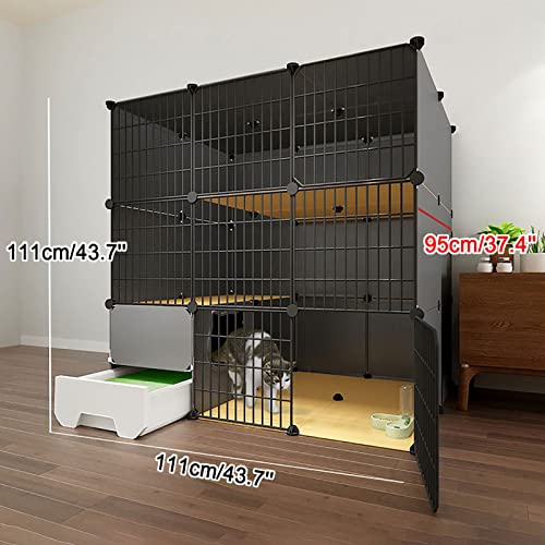 Katzenlaufstall Indoor Gehege für Kleintiere Kätzchen Welpen Tragbare Katzenhütte mit Hängematte-2