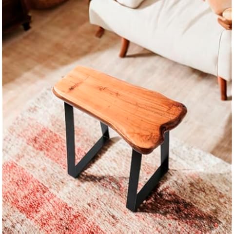 Greenage Cedar Wood Live Edge Wood Bench 20" x 12" x 17.6" H Accent Step Stool for Bedroom Rustic Wooden Bench Outdoor Natural Brown Unique Solid End Table for Living Room Plants Handmade Cover